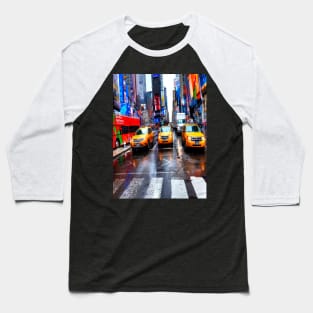 Times Square Taxis Baseball T-Shirt